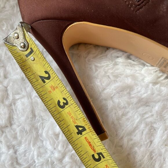 Sheln Brown stretchy knee high boots pointed toe heels Size11 - Picture 5 of 9